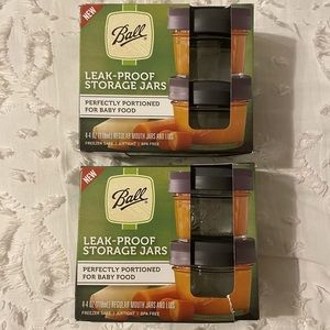 Set of Two 4-Packs Regular Mouth 1/4 Pint 4oz Mason Jars Leak-Proof Storage Lids